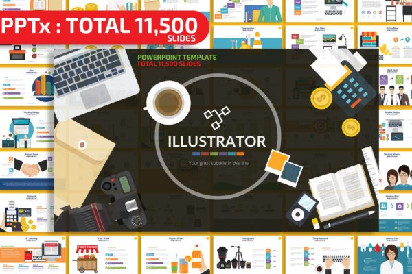 信息图表矢量插画风格大洋岛精选PPT模板合集 Illustrator Powerpoint Presentation