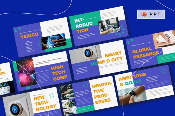 科技公司校园宣讲会大洋岛精选PPT模板 TEXICO – Technology Company Powerpoint Template