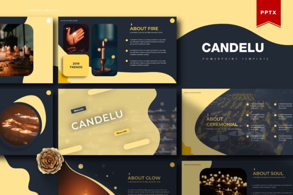 烛光蜡烛元素大洋岛精选PPT模板下载 Candelu | Powerpoint Template