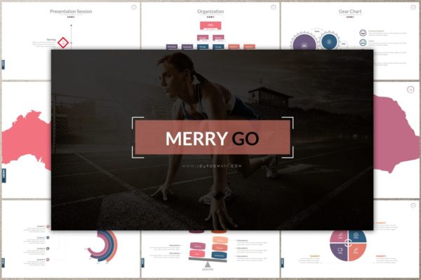 创意企业介绍企业宣传大洋岛精选PPT模板 MERRY GO Powerpoint