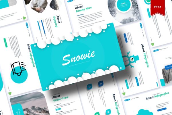 冬季元素排版风格大洋岛精选PPT模板 Snowie | Powerpoint Template