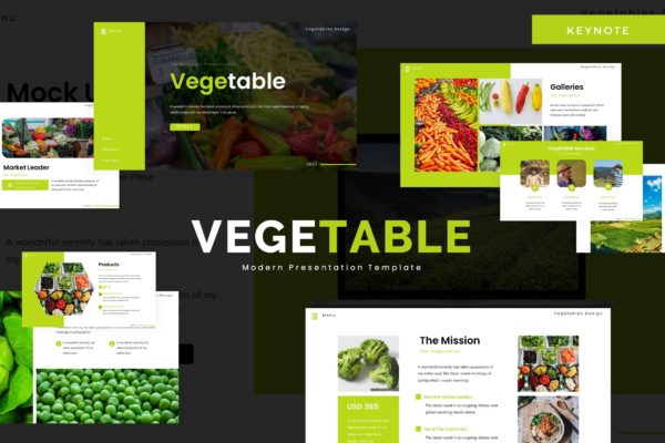 农产品/蔬果品牌演示大洋岛精选Keynote模板模板 Vegetable – Keynote Template