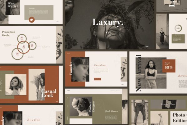 时尚主题创意Lookbook风格大洋岛精选Keynote模板模板 LAXURY – Lookbook Fashion Keynote Creative