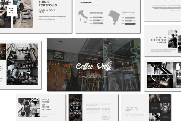 咖啡品牌/咖啡店策划方案大洋岛精选PPT模板 Coffee | Powerpoint Template