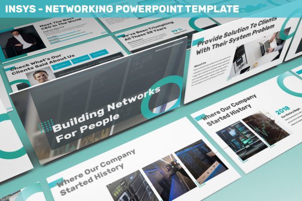 网络科技公司/技术/融资主题大洋岛精选PPT模板 Insys – Networking Powerpoint Template