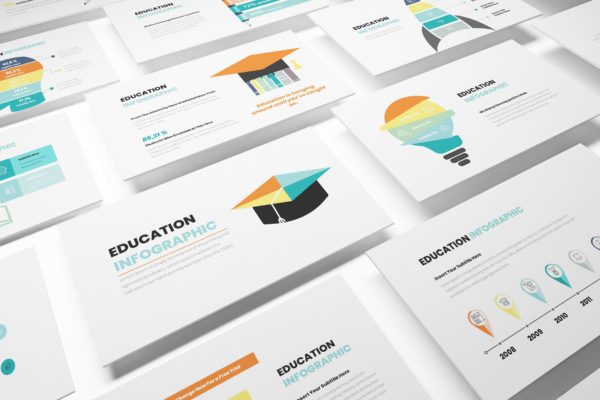 教育主题信息图表风格大洋岛精选PPT模板 Education Infographic Powerpoint Template