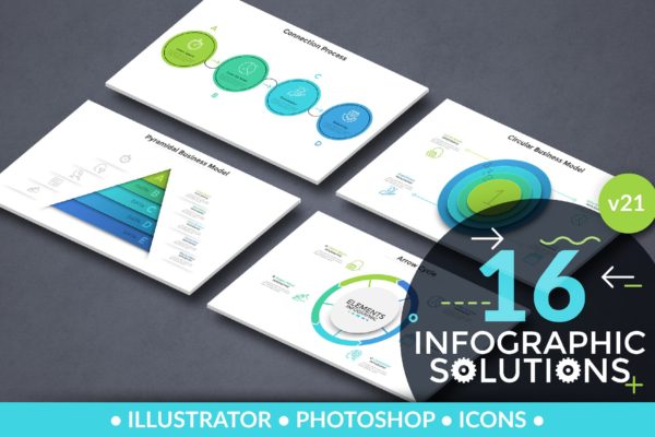 圆形/金字塔/循环图形信息图表矢量设计素材v21 Infographic Solutions. Part 21