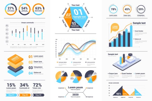 现代设计风格数据信息图表矢量图形大洋岛精选素材包v1 Modern Infographics design collection