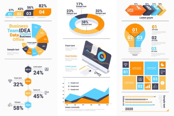 现代设计风格数据信息图表矢量图形大洋岛精选素材包v2 Modern Infographics design collection vol.2