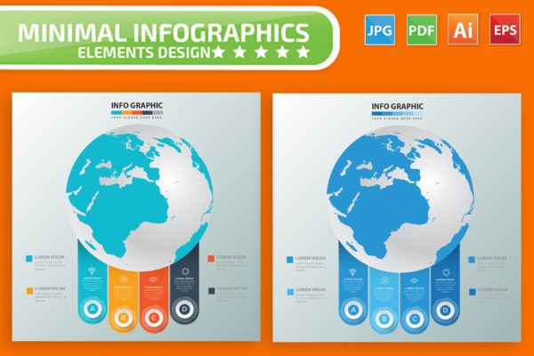 全球数据化信息图表矢量图形大洋岛精选素材 Global Infographic Elements Design