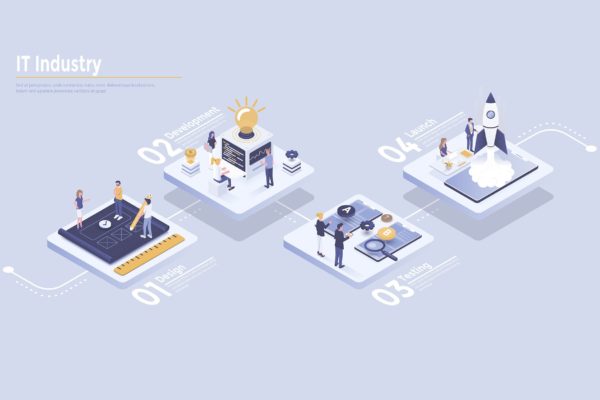 现代等距概念设计风格IT工业信息图表图形矢量设计模板v2 Modern Isometric Infographics design