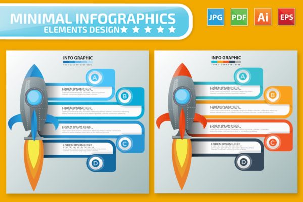 火箭-信息图表矢量图形大洋岛精选素材 Rocket Infographics design