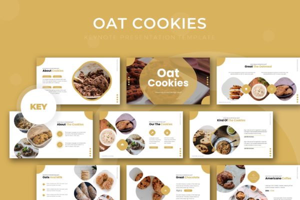 烘焙主题品牌推介大洋岛精选Google演示模板 Oat Cookies – Google Slide Template