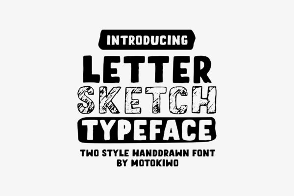 铅笔素描风格＆实心填充英文无衬线字体大洋岛精选 Letter Sketch Typeface