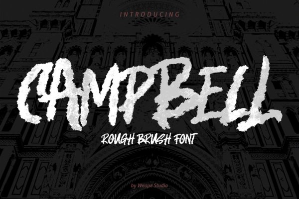 撕纸风格干笔刷英文艺术字体大洋岛精选 Campbell – Rough Brush Font
