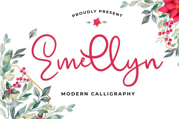 可爱风格英文现代书法字体大洋岛精选 Emellyn Lovely Modern Calligraphy Font