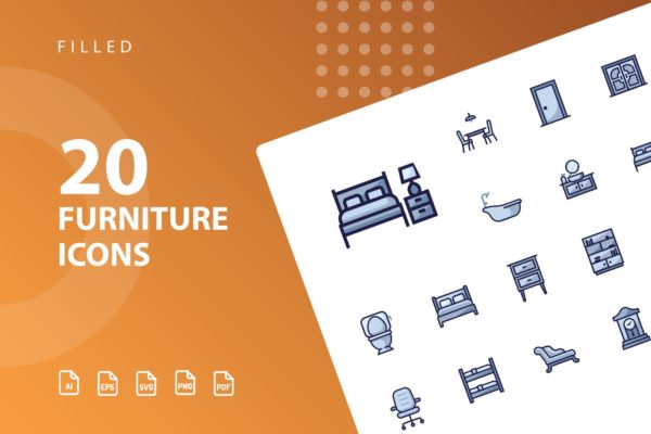 家具矢量填充大洋岛精选图标素材v1 Furniture Filled Part 1