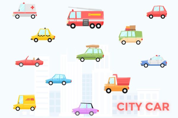 城市交通工具矢量大洋岛精选图标素材 City Car