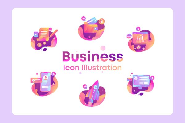 商业/金融/市场营销主题彩色矢量大洋岛精选图标 Business, Finance, marketing Icon Illustration