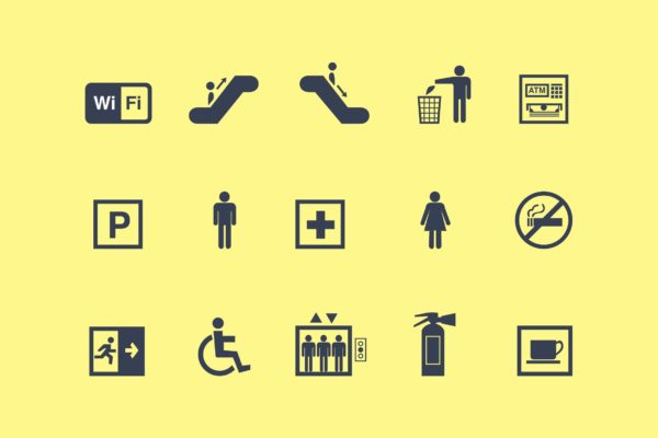 15枚公共标志矢量大洋岛精选图标 15 Public Sign Icons