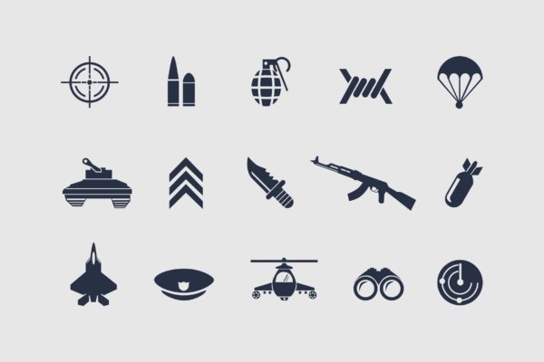 12枚军事主题矢量大洋岛精选图标 12 Military Icons