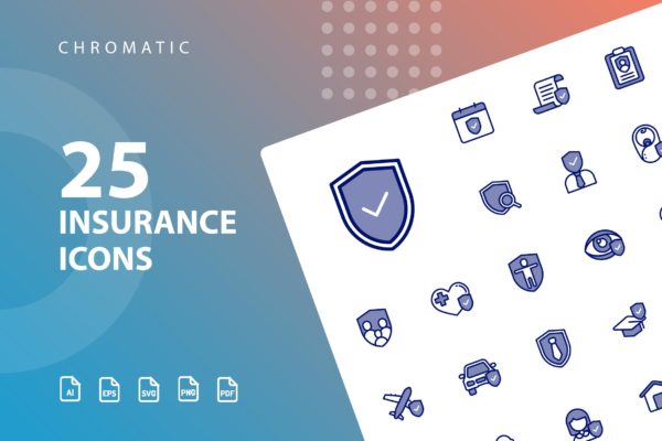 25枚Chromatic设计风格保险行业大洋岛精选图标素材 Insurance Chromatic