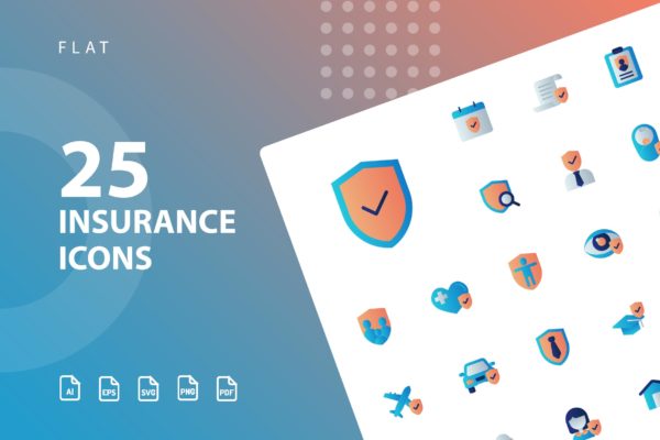 25枚扁平设计风格保险行业大洋岛精选图标素材 Insurance Flat缩略图 25枚扁平设计风格保险行业大洋岛精选图标素材 Insurance Flat