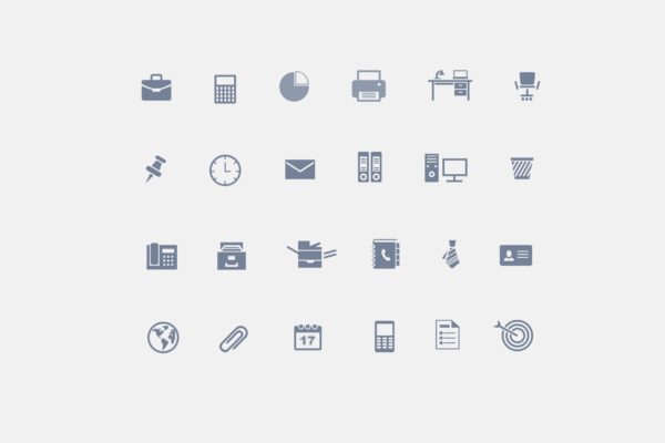 24枚办公用具矢量大洋岛精选图标 24 Office Icons