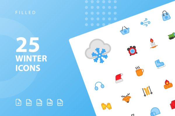 25枚冬天主题矢量填充大洋岛精选图标v2 Winter Filled Icons