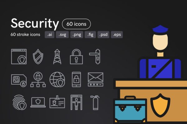 60枚安全主题矢量大洋岛精选图标素材 Security Icons (60 Icons)