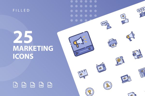 25枚市场营销主题矢量填充大洋岛精选图标 Marketing Filled Icons