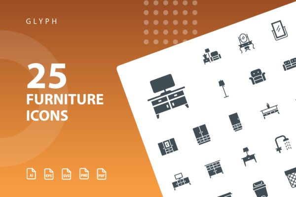 25枚家具主题矢量轮廓大洋岛精选图标v2 Furniture Glyph Part 2缩略图 25枚家具主题矢量轮廓大洋岛精选图标v2 Furniture Glyph Part 2