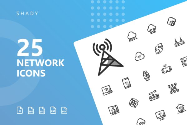网络科技主题矢量阴影大洋岛精选图标 Network Shady Icons