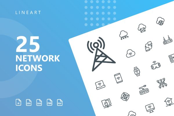 网络科技主题矢量线性大洋岛精选图标 Network Lineart Icons