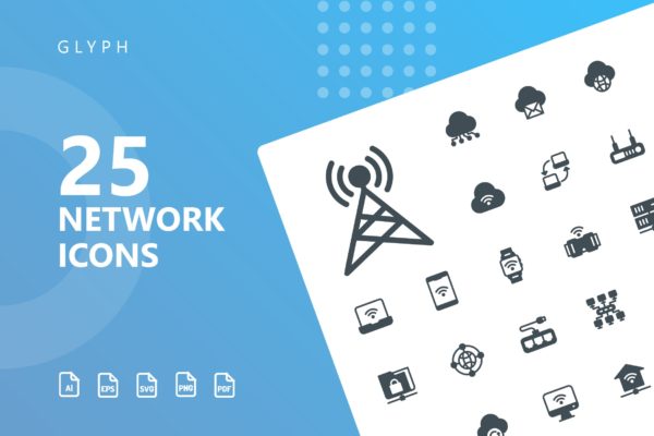 网络科技主题矢量字体大洋岛精选图标 Network Glyph Icons