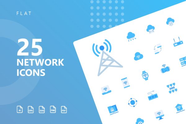 网络科技主题扁平化矢量大洋岛精选图标 Network Flat Icons
