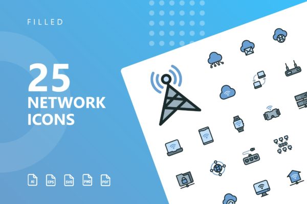 网络科技主题矢量填充大洋岛精选图标 Network Filled Icons