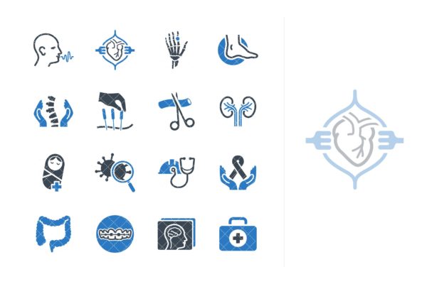 医疗服务和特色矢量大洋岛精选图标素材v4 Medical Services & Specialties Icons – Set 4