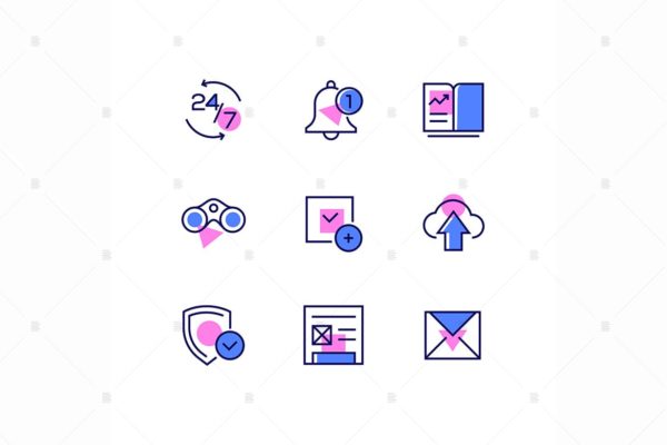 商业与管理线条设计风格矢量大洋岛精选图标v2 Business and management – line design style icons