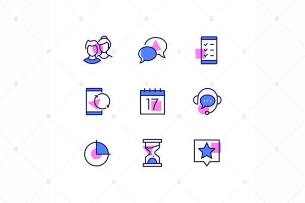 商业与管理线条设计风格矢量大洋岛精选图标v1 Business and management – line design style icons
