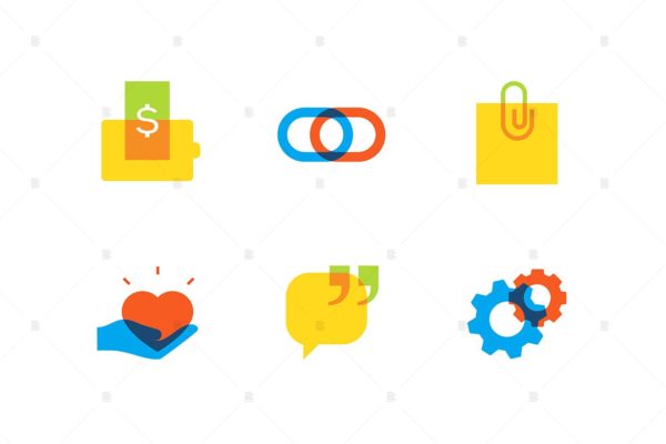 技术和社交媒体主题扁平设计风格矢量大洋岛精选图标集 Technology and social media – flat design icons