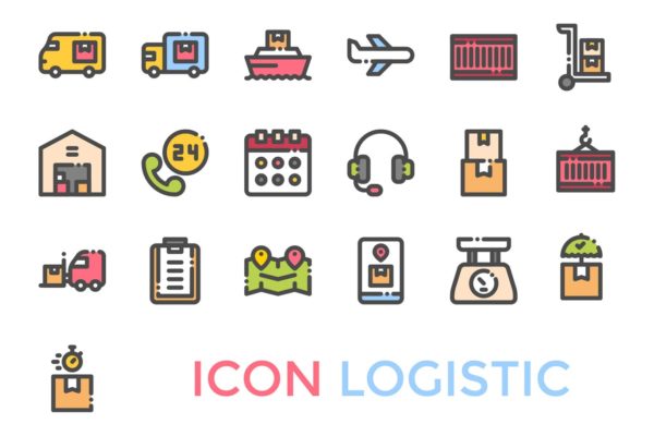 19枚物流配送主题矢量大洋岛精选图标 Logistics Icon