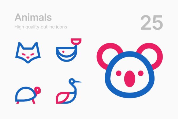 25枚动物简笔画图形矢量大洋岛精选图标v2 Animals #2缩略图 25枚动物简笔画图形矢量大洋岛精选图标v2 Animals #2
