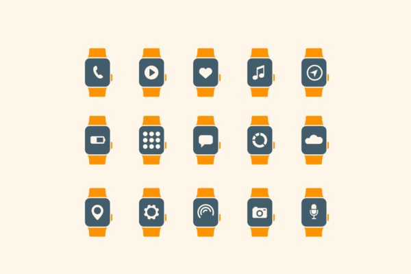15枚智能手表APP应用主题矢量大洋岛精选图标 15 Smart Watch App Icons