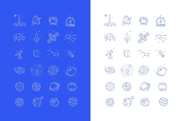 太空探索主题矢量大洋岛精选图标素材 space vector icon set