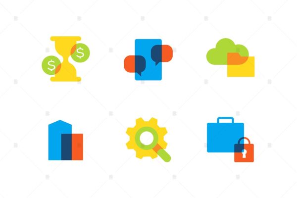 商业&金融主题扁平设计风格矢量大洋岛精选图标 Business and finance – flat design style icons set