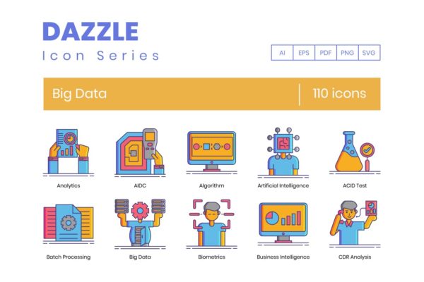 110枚大数据主题矢量大洋岛精选图标 Big Data Icons