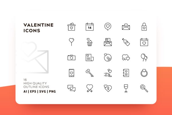 情人节主题实物轮廓大洋岛精选图标 AWR VALENTINE ICON OUTLINE