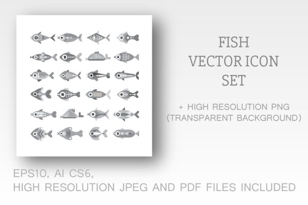 各种鱼类矢量大洋岛精选图标素材 Fish vector icon set (3 options)