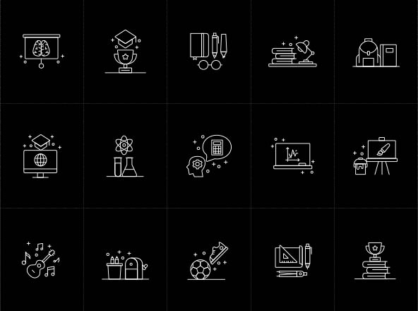 15枚教育培训主题矢量线性大洋岛精选图标 15 Education Vector Icons